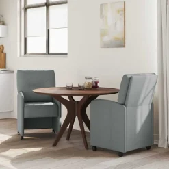 vidaXL Chaises de Salle à Manger avec Roues 2 pcs tissu