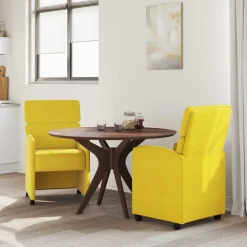 Fauteuils Et Chaises-vidaXL Chaises de Salle à Manger avec Roues 2 pcs Velours Jaune