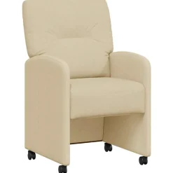 vidaXL Chaises de Salle à Manger avec Roues 2 pcs Crème tissu