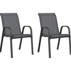 vidaXL Chaises empilables de jardin lot de 2 Tissu textilène
