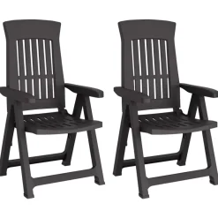 Mobilier De Jardin-vidaXL Chaises inclinables de jardin lot de 2 PP Anthracite
