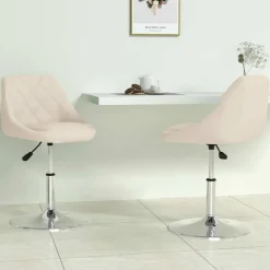 vidaXL Chaises pivotantes à manger lot de 2 Crème Velours