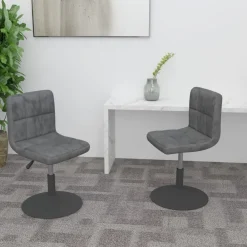 Fauteuils Et Chaises-vidaXL Chaises pivotantes à manger lot de 2 velours Gris foncé