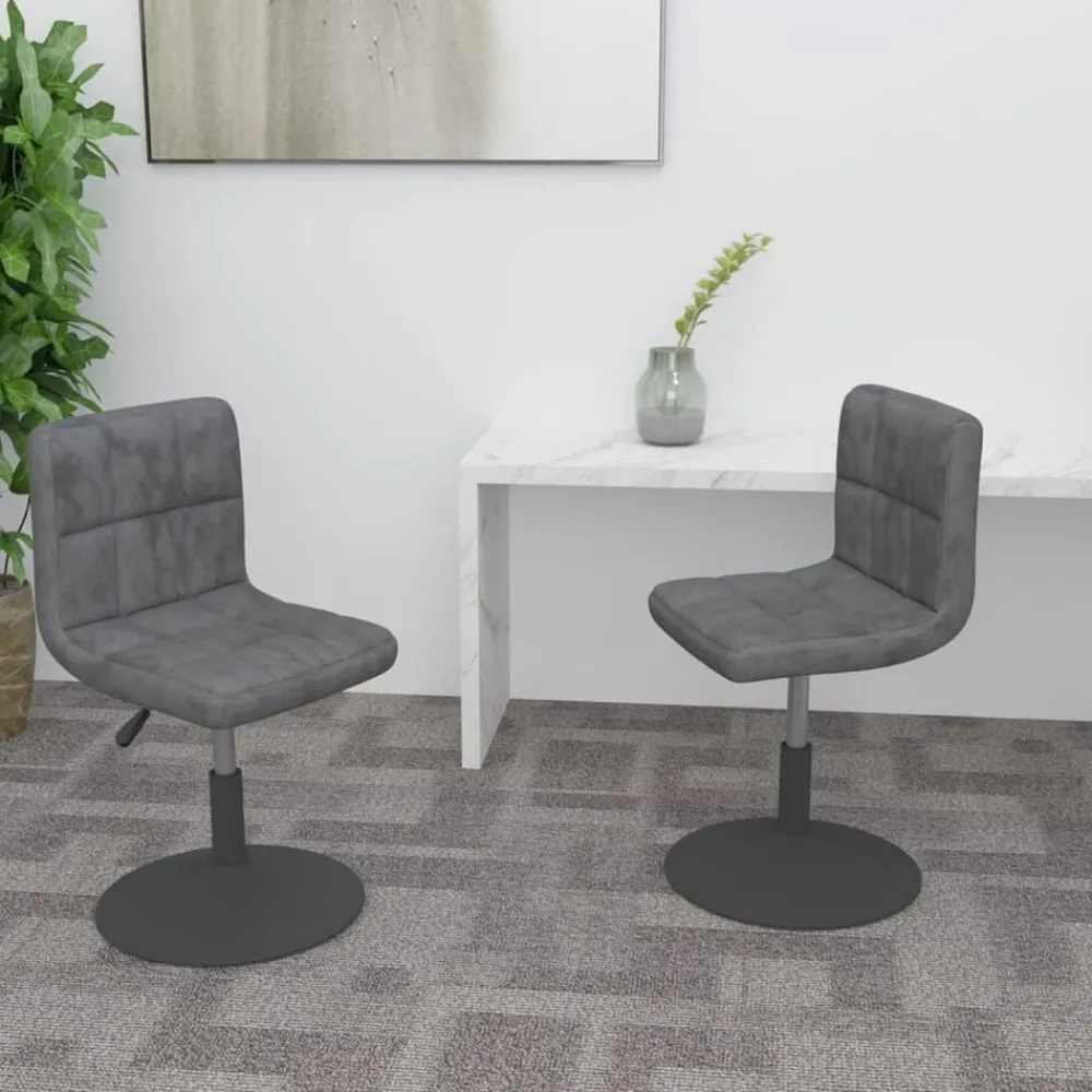 Fauteuils Et Chaises-vidaXL Chaises pivotantes à manger lot de 2 velours Gris foncé