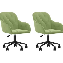 Fauteuils Et Chaises-vidaXL Chaises pivotantes à manger lot de 2 Velours Vert clair