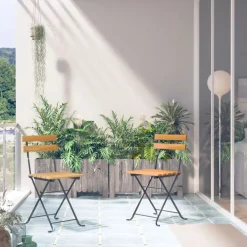 vidaXL Chaises pliables de jardin lot de 2 Acier et Bois acacia solide