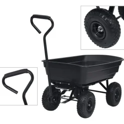 vidaXL Chariot à main à bascule de jardin 300 kg 75 L