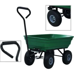 Outils-vidaXL Chariot à main de jardin 300 kg 75 L Vert