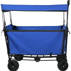 Outils-vidaXL Chariot à Main Pliable Noir 105 x 56,5 x 116 cm Tissu Oxford Bleu