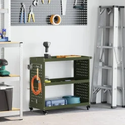Accessoires De Quincaillerie-vidaXL Chariot à outils avec étagère 75 x 35 x 73 cm Vert olive