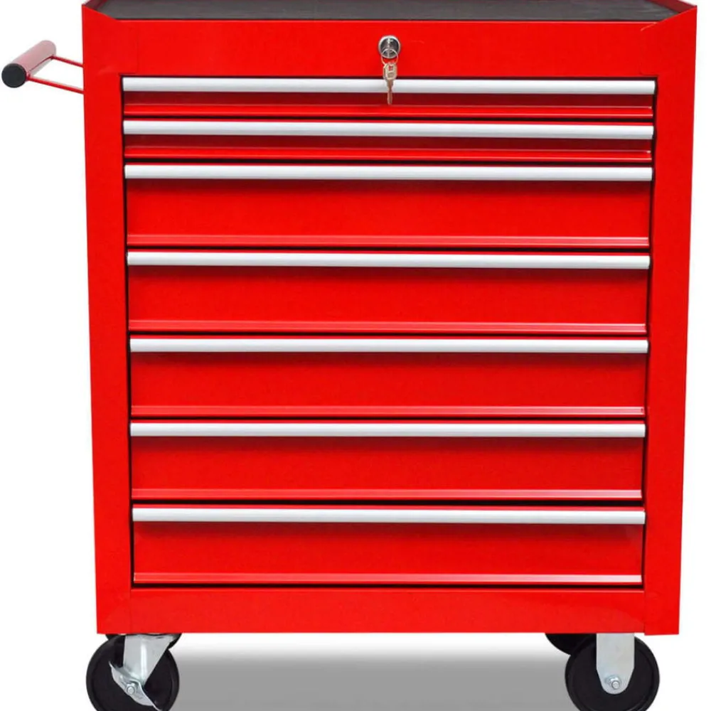 Outils-vidaXL Chariot à outils d'atelier avec 7 tiroirs Rouge