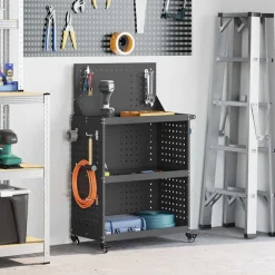 Accessoires De Quincaillerie-vidaXL Chariot à outils 65 x 35 x 111 cm Acier laminé à froid Noir