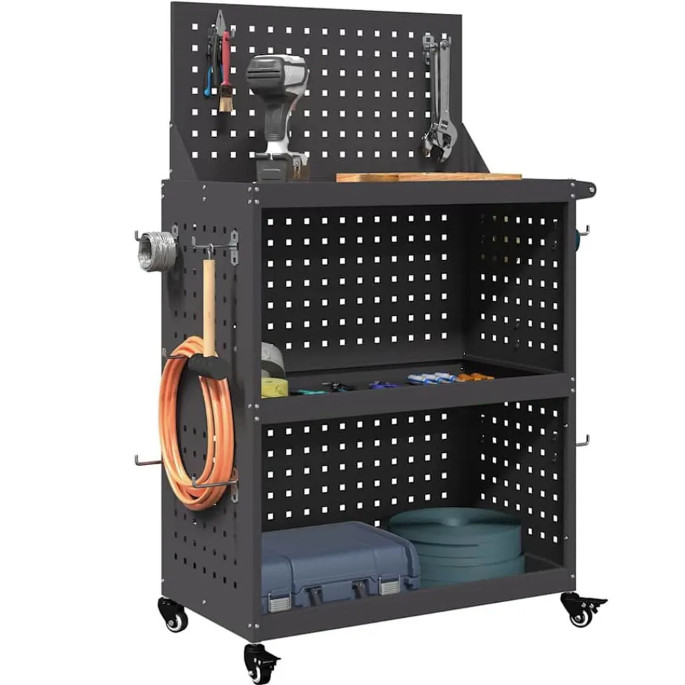 Accessoires De Quincaillerie-vidaXL Chariot à outils 65 x 35 x 111 cm Acier laminé à froid Noir