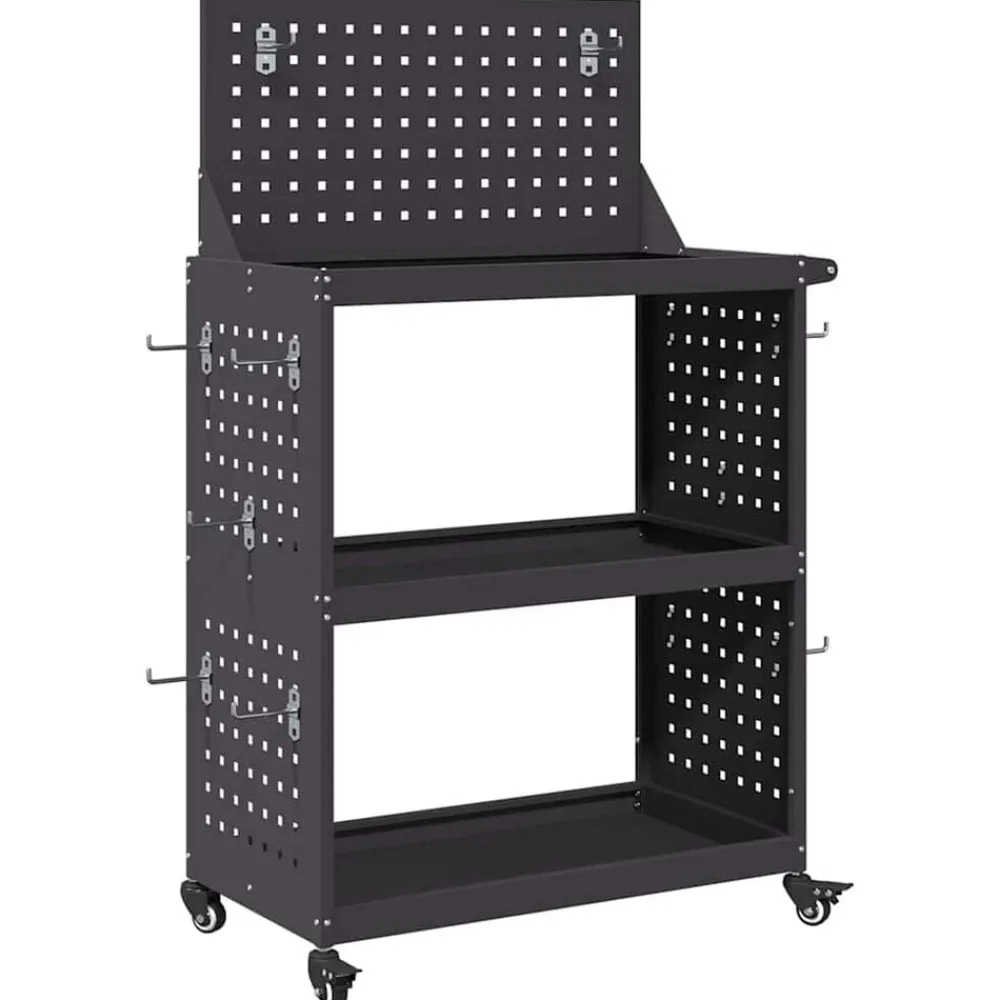 Accessoires De Quincaillerie-vidaXL Chariot à outils 65 x 35 x 111 cm Acier laminé à froid Noir
