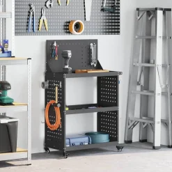 Accessoires De Quincaillerie-vidaXL Chariot à outils 65 x 35 x 111 cm Acier laminé à froid Noir