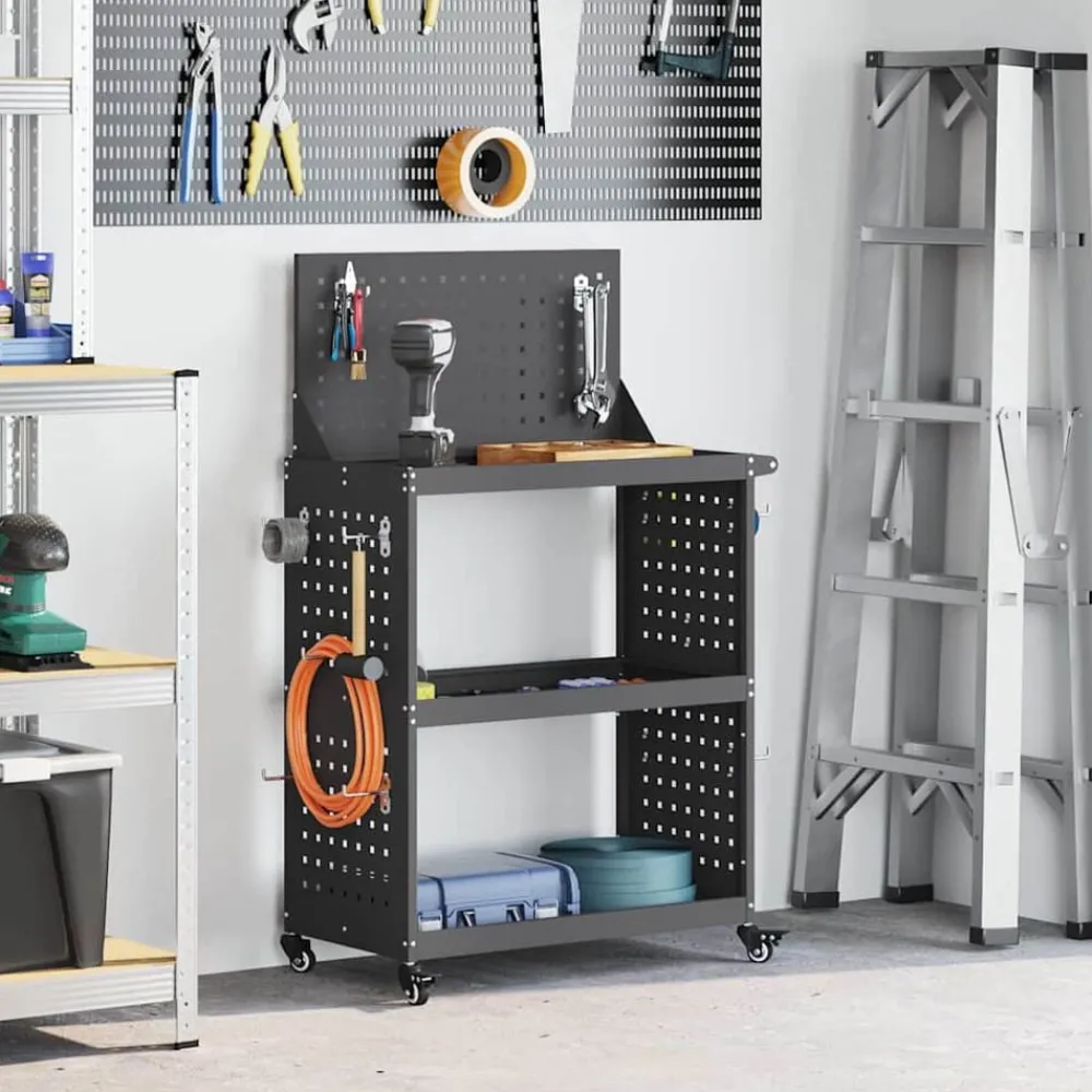 Accessoires De Quincaillerie-vidaXL Chariot à outils 65 x 35 x 111 cm Acier laminé à froid Noir