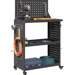 Accessoires De Quincaillerie-vidaXL Chariot à outils 65 x 35 x 111 cm Acier laminé à froid Noir