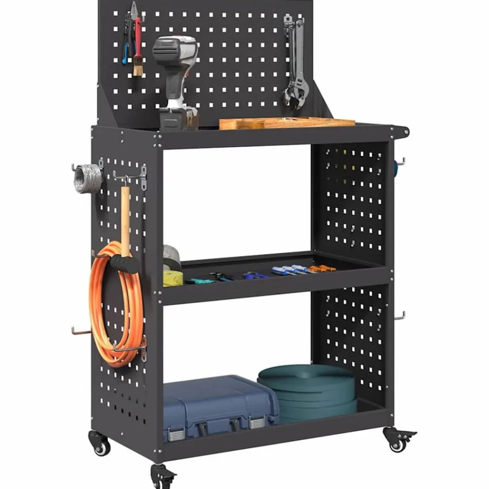 Accessoires De Quincaillerie-vidaXL Chariot à outils 65 x 35 x 111 cm Acier laminé à froid Noir
