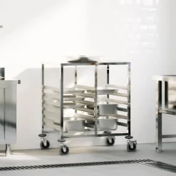 vidaXL Chariot à plateaux 12 bacs GN 75x55x87 cm acier inoxydable