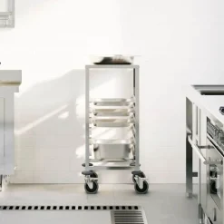 vidaXL Chariot à plateaux 6 bacs GN 39x55x87 cm acier inoxydable