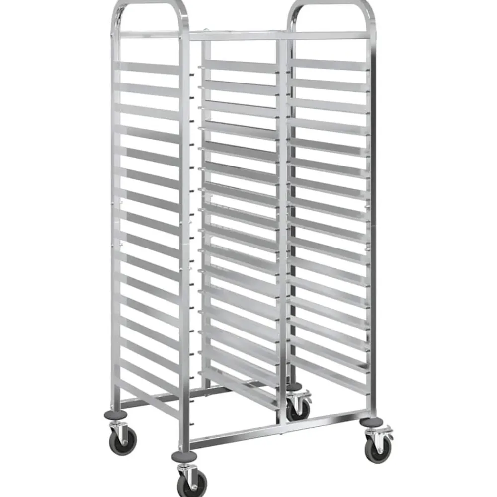 vidaXL Chariot à plateaux 32 bacs GN 75x55x162,5 cm acier inoxydable