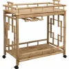 vidaXL Chariot à vin avec roues Naturel 85 x 50 x 93 cm Bambou