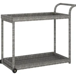 Chariots & Îlots-vidaXL Chariot de bar 100x45x83 cm Résine tressée Gris