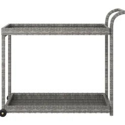 Chariots & Îlots-vidaXL Chariot de bar 100x45x83 cm Résine tressée Gris