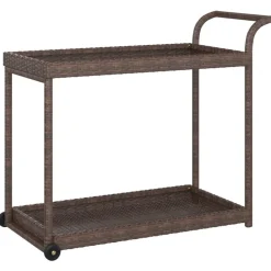 Chariots & Îlots-vidaXL Chariot de bar 100x45x83 cm Résine tressée Marron