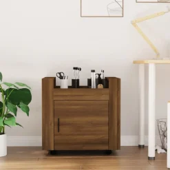 Chariots & Îlots-vidaXL Chariot de bureau Chêne marron 60x45x60 cm Bois d'ingénierie Ch&ecirc;ne marron