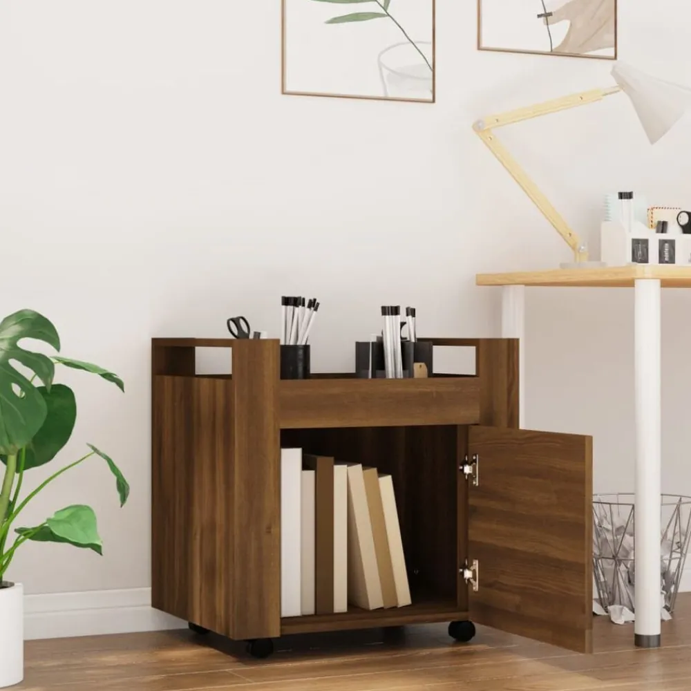 Chariots & Îlots-vidaXL Chariot de bureau Chêne marron 60x45x60 cm Bois d'ingénierie Chêne marron