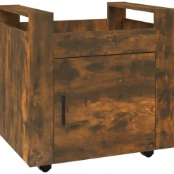 vidaXL Chariot de bureau Chêne fumé 60x45x60 cm Bois d'ingénierie