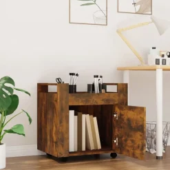 vidaXL Chariot de bureau Chêne fumé 60x45x60 cm Bois d'ingénierie