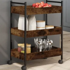 Chariots & Îlots-vidaXL Chariot de cuisine chêne fumé 50x30x70 cm bois d'ingénierie Ch&ecirc;ne fumé