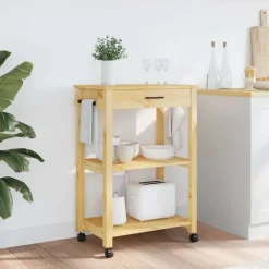 vidaXL Chariot de cuisine MONZA 60x40x88,5 cm bois massif de pin