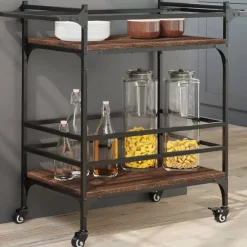 vidaXL Chariot de cuisine chêne marron 82x40x78,5 cm bois d'ingénierie