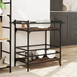 vidaXL Chariot de cuisine chêne marron 82x40x78,5 cm bois d'ingénierie
