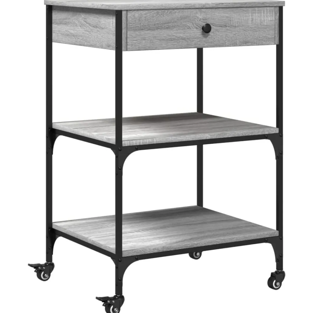 vidaXL Chariot de cuisine 60x48x89,5 cm bois d'ingénierie