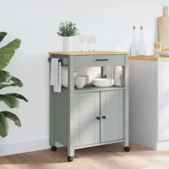 vidaXL Chariot de cuisine MONZA 60x40x88,5 cm bois massif de pin