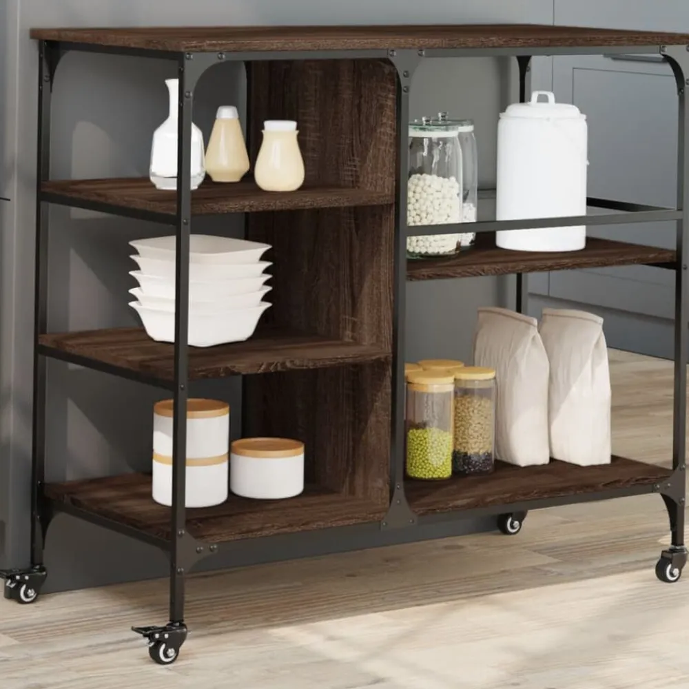 Chariots & Îlots-vidaXL Chariot de cuisine chêne marron 100x45x89,5cm bois d'ingénierie Chêne marron