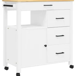 Chariots & Îlots-vidaXL Chariot de cuisine MONZA 84x40x88,5 cm bois massif de pin Blanc