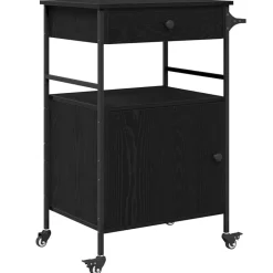 Chariots & Îlots-vidaXL Chariot de cuisine Chêne noir 56 x 43 x 89,5 cm Ch&ecirc;ne noir