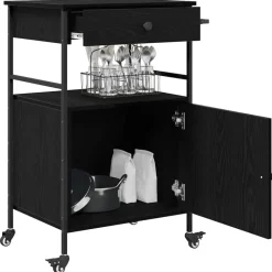 Chariots & Îlots-vidaXL Chariot de cuisine Chêne noir 56 x 43 x 89,5 cm Chêne noir
