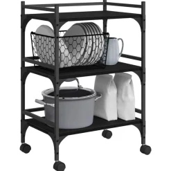 Chariots & Îlots-vidaXL Chariot de cuisine Chêne noir 50 x 35 x 75,5 cm Chêne noir