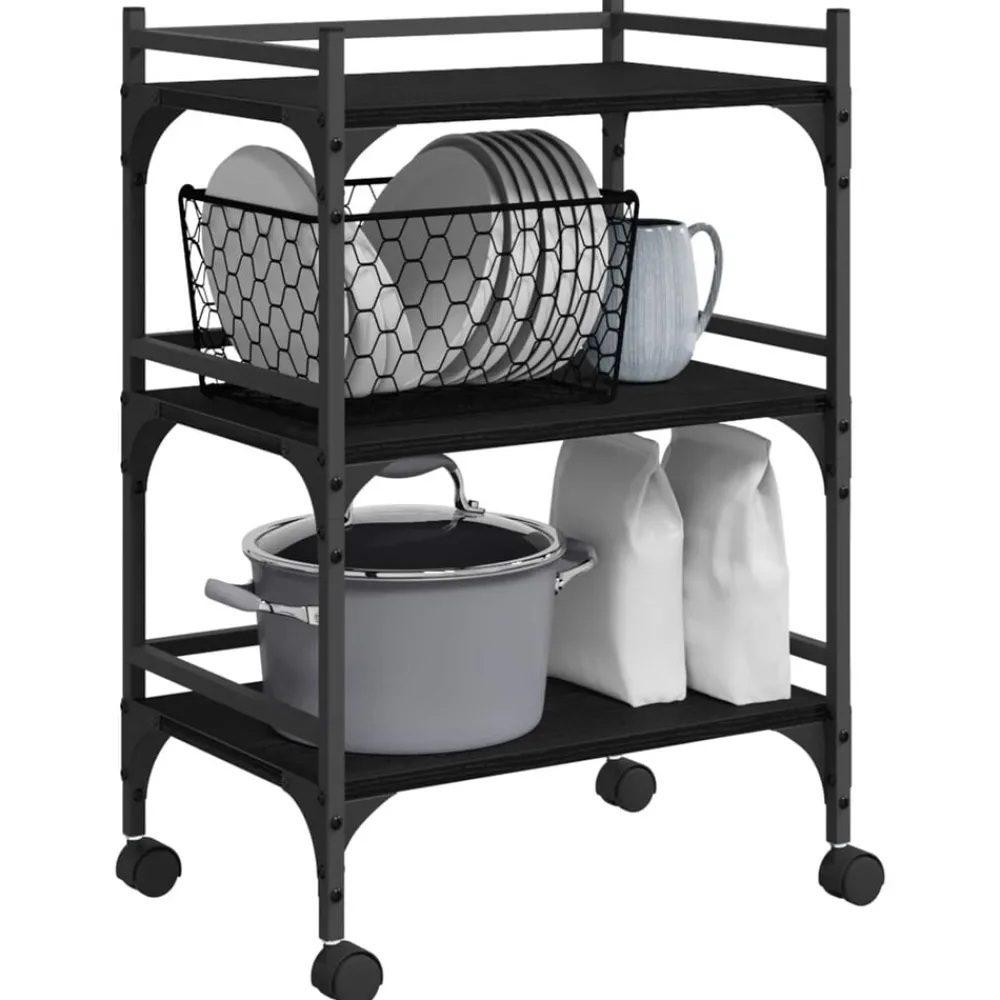 Chariots & Îlots-vidaXL Chariot de cuisine Chêne noir 50 x 35 x 75,5 cm Chêne noir