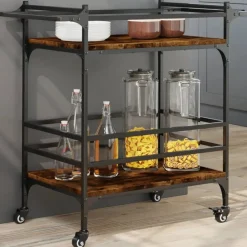 Chariots & Îlots-vidaXL Chariot de cuisine chêne fumé 82x40x78,5 cm bois d'ingénierie Ch&ecirc;ne fumé