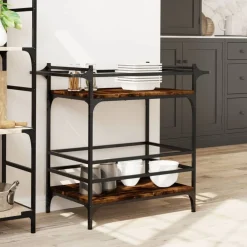 Chariots & Îlots-vidaXL Chariot de cuisine chêne fumé 82x40x78,5 cm bois d'ingénierie Ch&ecirc;ne fumé