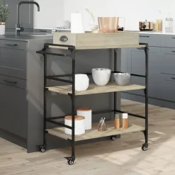 vidaXL Chariot de cuisine chêne sonoma 81,5x41x92,5 cm bois ingénierie