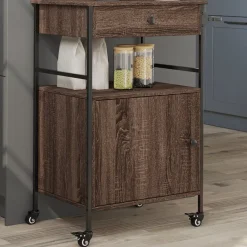 vidaXL Chariot de cuisine chêne marron 56x43x89,5 cm bois d'ingénierie