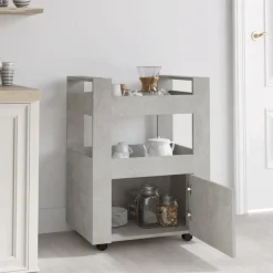 Chariots & Îlots-vidaXL Chariot de cuisine 60x45x80 cm Bois d'ingénierie Gris béton